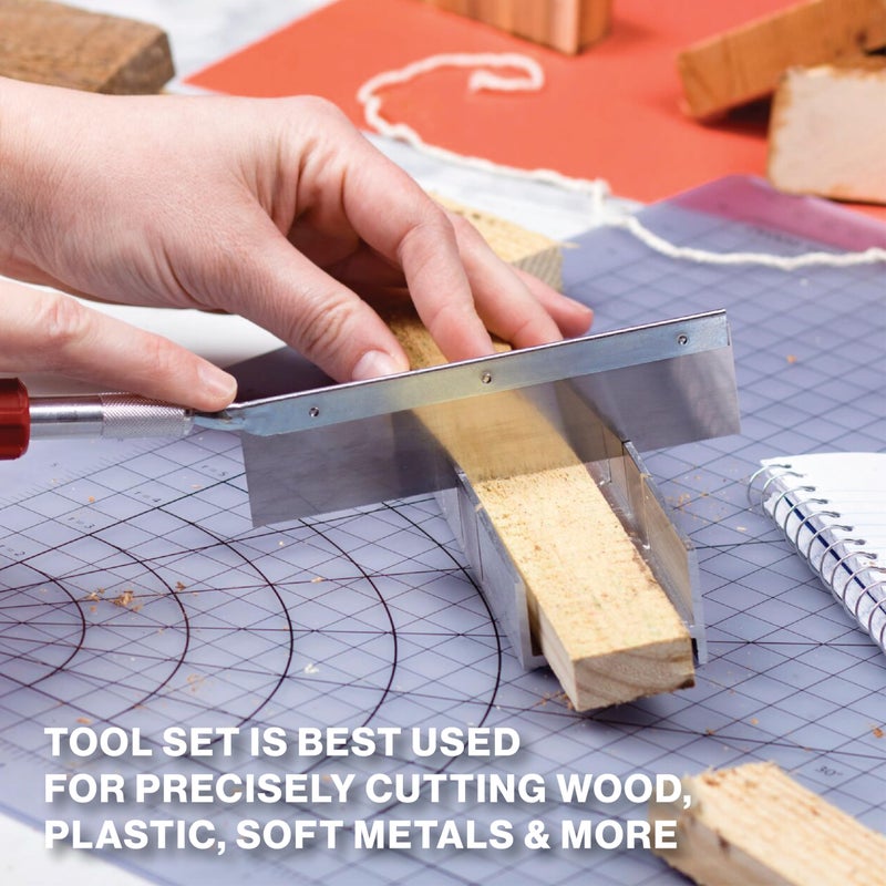 Excel Blades Metal Mitre Box Set With Handle and Razor Pull Saw Blade - Small 6-Inch Aluminum and Steel Tool for Wood, Plastic, and Soft Metals, 2 Cutting Angles - Image 4