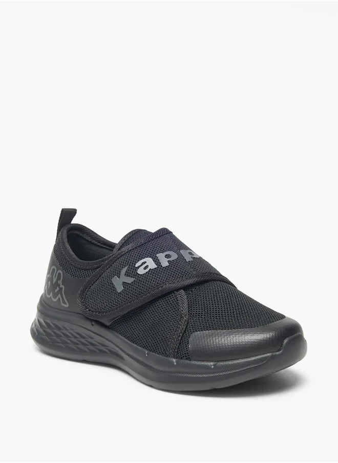 Kappa Boys' Logo Print Slip-On Sports Shoes with Hook and Loop Closure