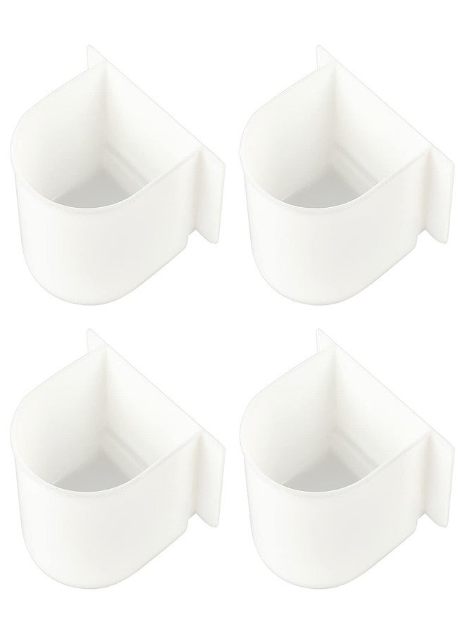 AHANDMAKER 4 Pcs Parrot Cage Replacement Food and Water Cup, White Bird Feeders Winged Universal Cage Plastic Cups Pet Supplies for Small Bird - Image 2