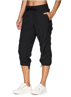 RBX Active Capri Pants for Women Joggers Stretch Lightweight Women’s Casual Pant Jet Black M