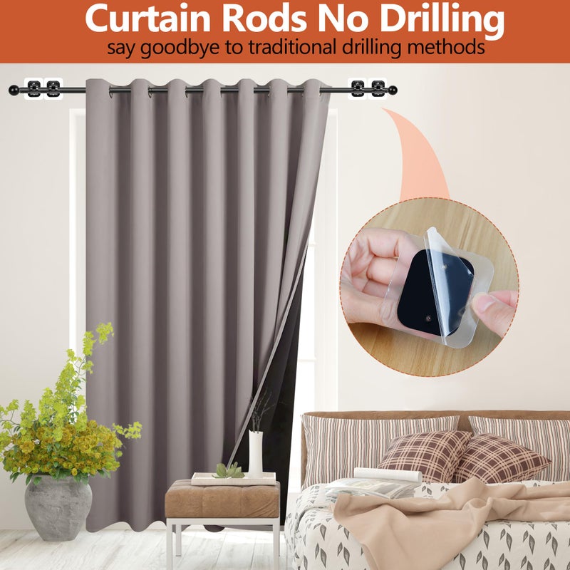 Tidisort Curtain Rods No Drilling for Windows,5/8 Inch Diameter Drapey Pole with No Drill Curtain Rod Brackets (2PCS Black, 30 to 45") - Image 2