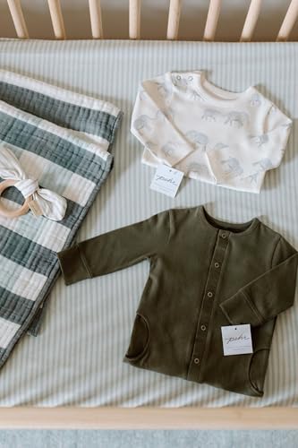 Pehr Striped Crib Sheet, Stripes Away Sea | Breathable Brushed Organic Cotton for Soft Sleep | Snug Fit | Giftable Reusable Fabric Bag Packaging | Standard Crib Mattresses up to 52”L x 28”W x 8”H - Image 3