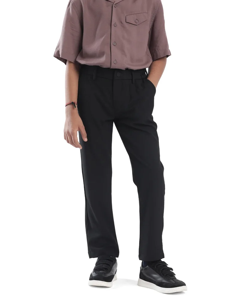 رير ونز Rare Ones Kids Trove Black Cotton Poly Regular Fit Solid Trouser