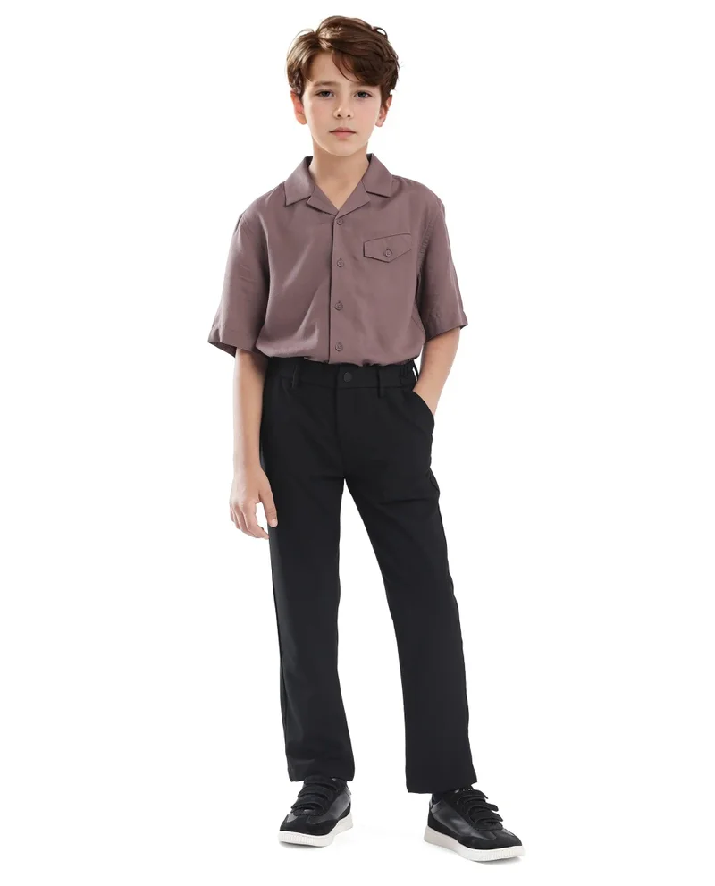 Rare Ones Rare Ones Kids Trove Black Cotton Poly Regular Fit Solid Trouser
