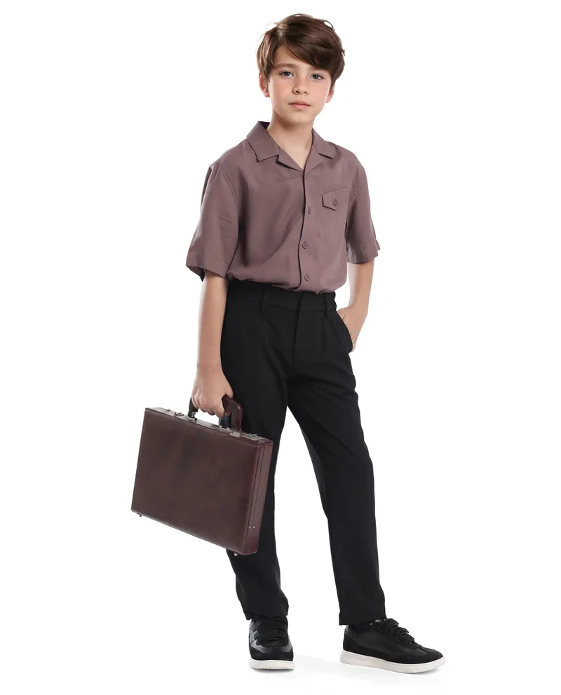 رير ونز Rare Ones Kids Trove Black Cotton Poly Regular Fit Solid Trouser