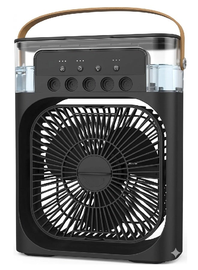 Mini Portable Hand Fan, Portable Air Conditioner, big Water Tank USB Personal Cooler, Mini Humidifier Modes for Office Home - BLACK