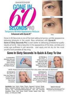 AminoGenesis Gone In Sixty Seconds Pro Instant Temporary Wrinkle Eraser .5 oz, Instant Face Lift Cream Tighten Firm Smooth Under Eye Bags Puffiness Wrinkles  - Image 2