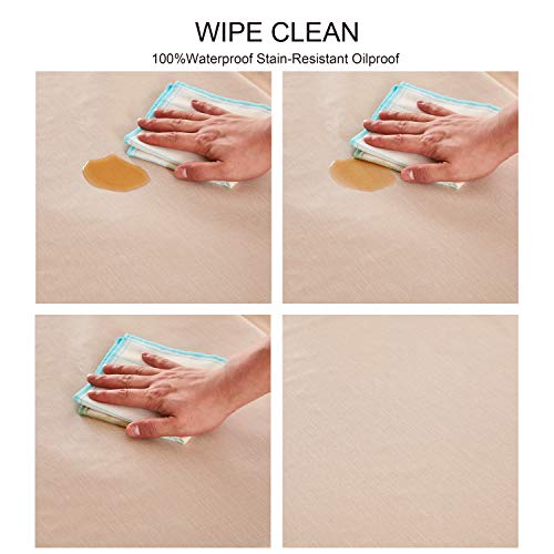 NLMUVW Square Vinyl Tablecloth Heavy Duty, 100% Waterproof PVC Table Cloth Wipe Clean Oil Proof Table Cover for Kitchen Dining Picnic, Champagne, 54 x 54 inch - Image 3