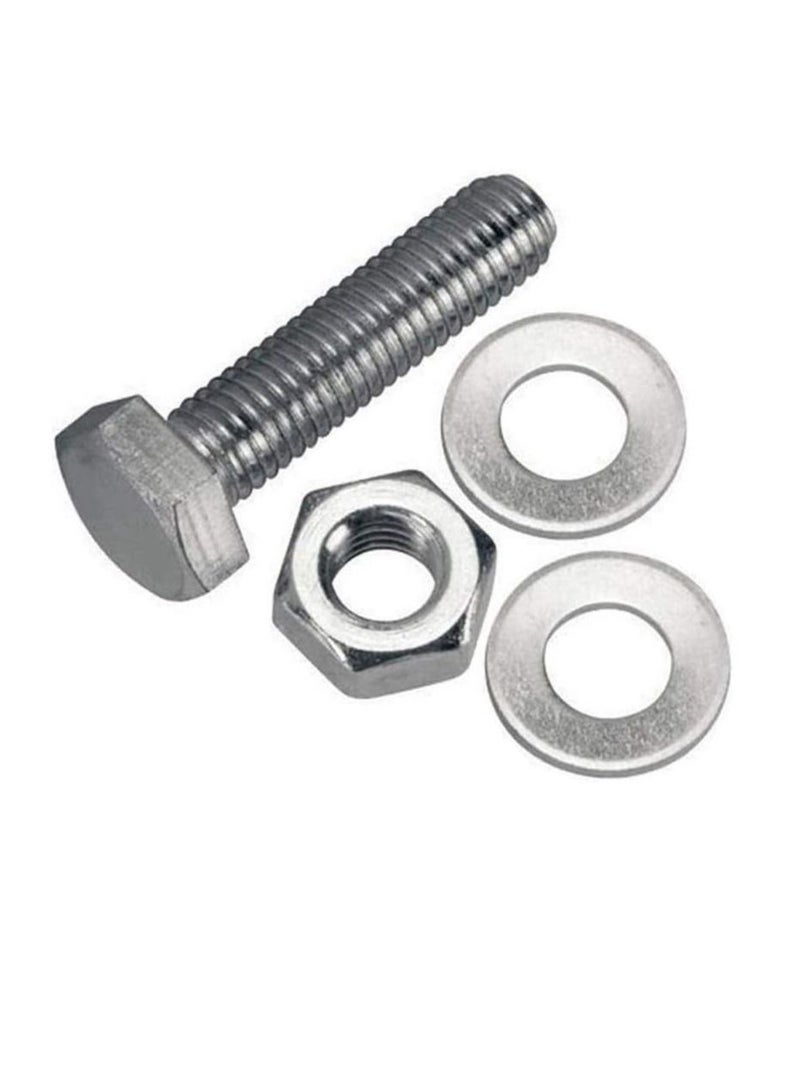 12 pcs Hex Head Screw Bolts Nuts & Washers Fully Thread GI Plain Finish Bolt Set. (10, 50MM) - Image 2