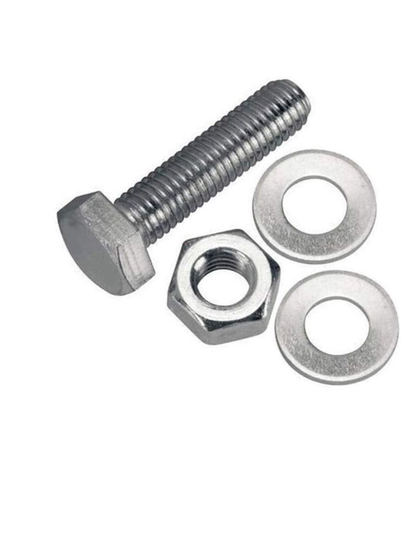 12 pcs Hex Head Screw Bolts Nuts & Washers Fully Thread GI Plain Finish Bolt Set. (10, 50MM) - Image 3