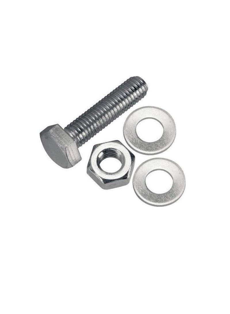 12 pcs Hex Head Screw Bolts Nuts & Washers Fully Thread GI Plain Finish Bolt Set. (10, 50MM) - Image 1