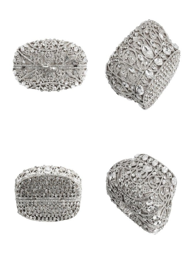 Tngan Women Luxury Crown Shaped Crystal Evening Clutch Elegant Rhinestones Party Handbag and Purse, Silver - Image 5