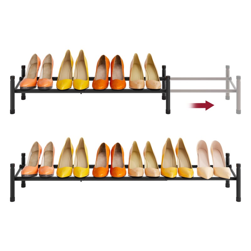 Tajsoon Expandable Shoe Rack for Closet 1 Tier 2841Adjustable  Stackable Shoe Shelf Storage Metal Shoe Rack Organizer for Front Door Entrance Closet Garage Entryway Black