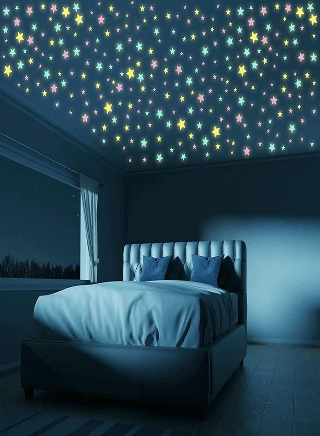Newvent® Pack of 100Pcs Night Glow Decorative Wall Luminous Star Sticker | Glow in Dark Radium Wall Sticker | Wall Décor Radium Star Sticker for Kids Room & Bedroom (Multicolour, Standard) - Image 2