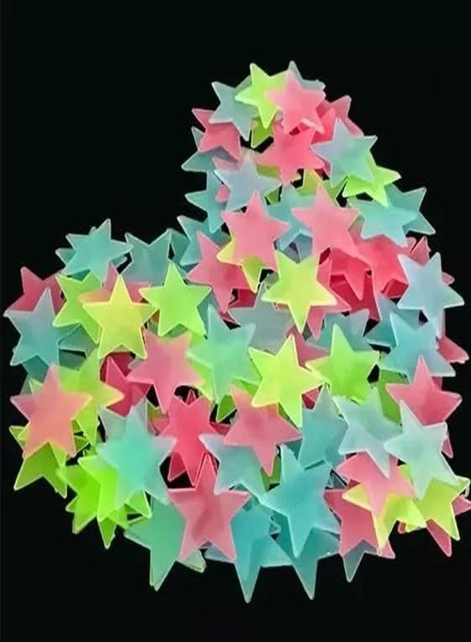 Newvent® Pack of 100Pcs Night Glow Decorative Wall Luminous Star Sticker | Glow in Dark Radium Wall Sticker | Wall Décor Radium Star Sticker for Kids Room & Bedroom (Multicolour, Standard) - Image 3