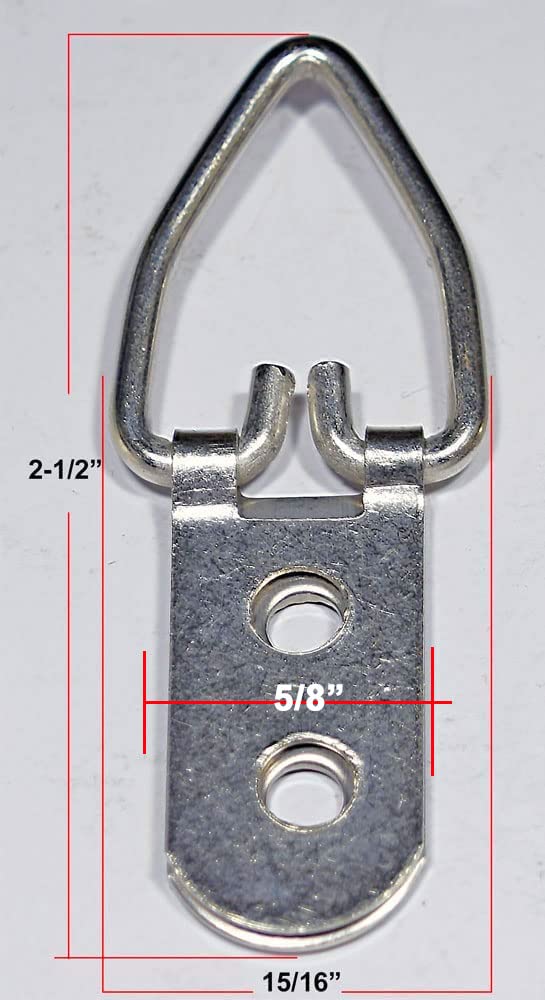 888 Corp 2 Hole Extra Heavy Duty Nickel Plated Ring Picture & Mirror Hanger (20 Pack) With Screws - Image 2