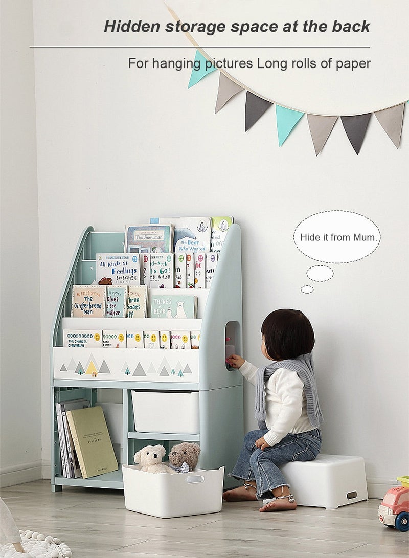 YEYA Children's Cartoon Plastic Floor Bookshelf Bookshelf Books Toys Multi-layer Removable Shelves Storage Baskets  - Image 3