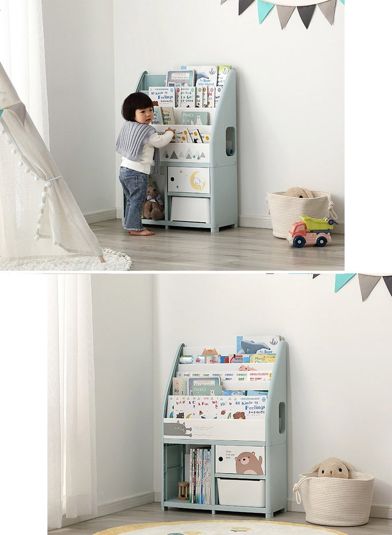 YEYA Children's Cartoon Plastic Floor Bookshelf Bookshelf Books Toys Multi-layer Removable Shelves Storage Baskets  - Image 5