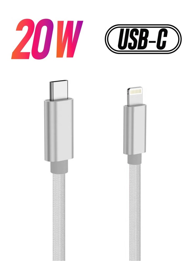إيف كابل شاحن iPhone USB C إلى كابل Lightning شحن سريع مضفر توصيل الطاقة PD 20W كابل iPhone لـ iPhone 14/14 Pro/14 Plus/14 Pro Max، iPad Pro، iPhone 8-13 جميع السلاسل - Image 1