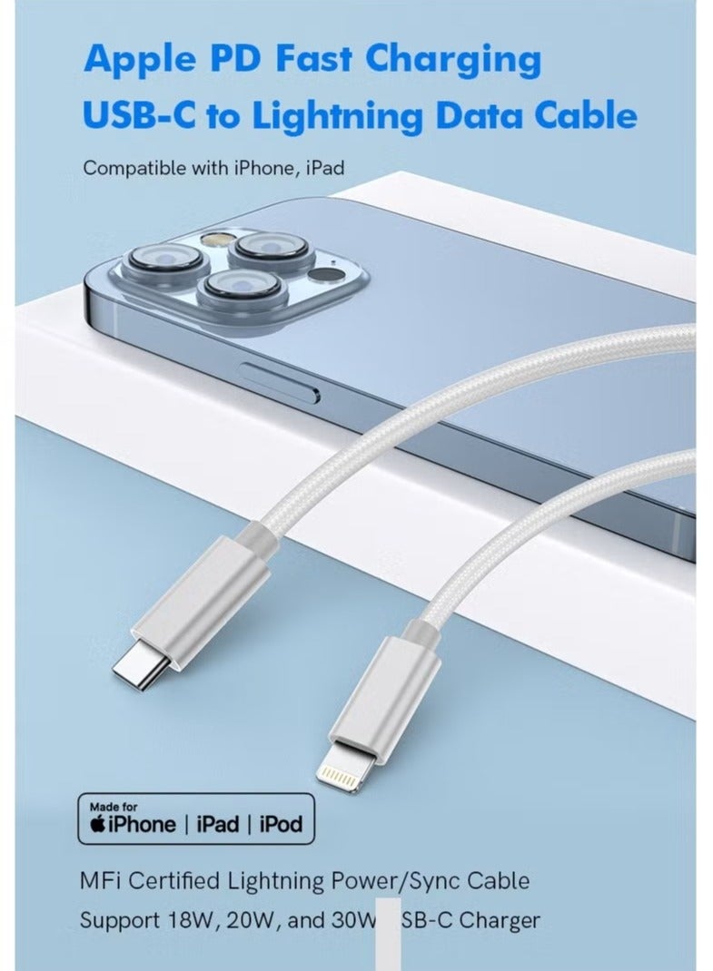 إيف كابل شاحن iPhone USB C إلى كابل Lightning شحن سريع مضفر توصيل الطاقة PD 20W كابل iPhone لـ iPhone 14/14 Pro/14 Plus/14 Pro Max، iPad Pro، iPhone 8-13 جميع السلاسل - Image 3