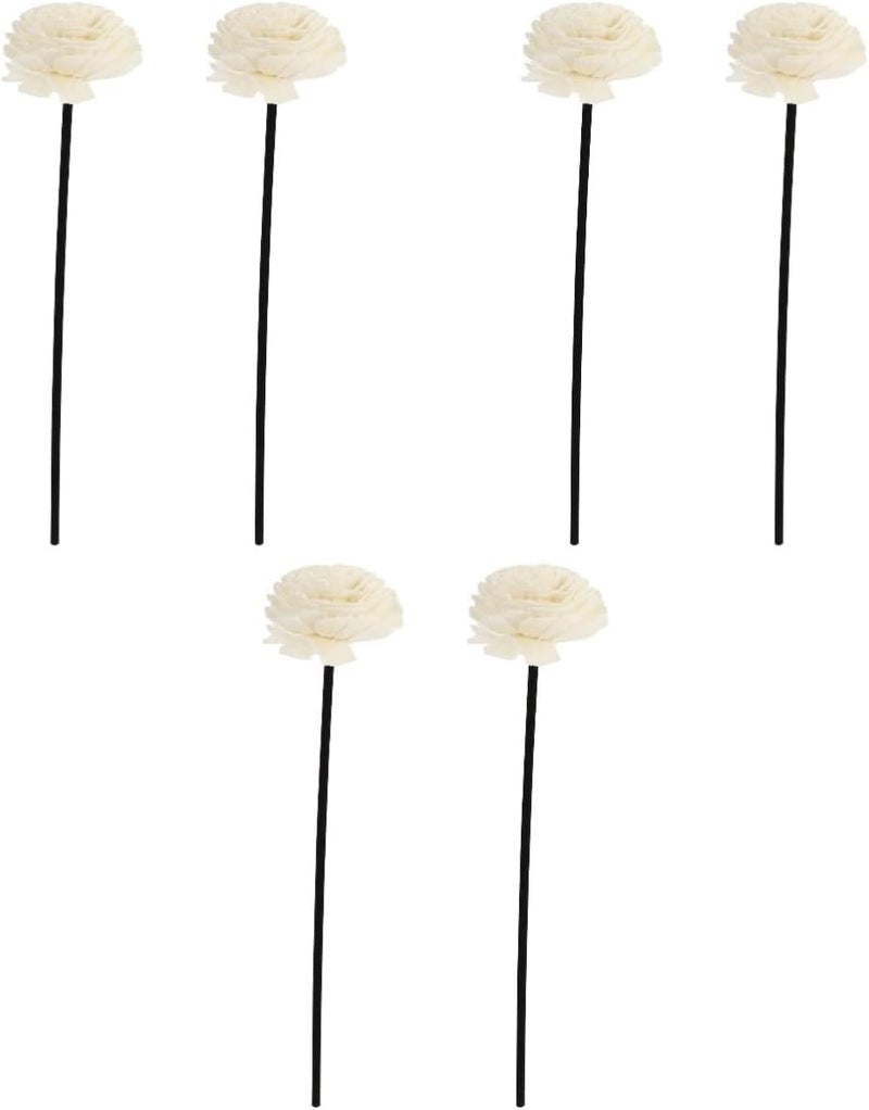 cheekyglo 6 pcs Essential Sticks Reed Volatile Sola Flower Rose White Aroma Fragrance with Refill Rattan Home Oil Accessories Natural Pe Diffuser Replacement Wood for Aromatherapy - Image 1