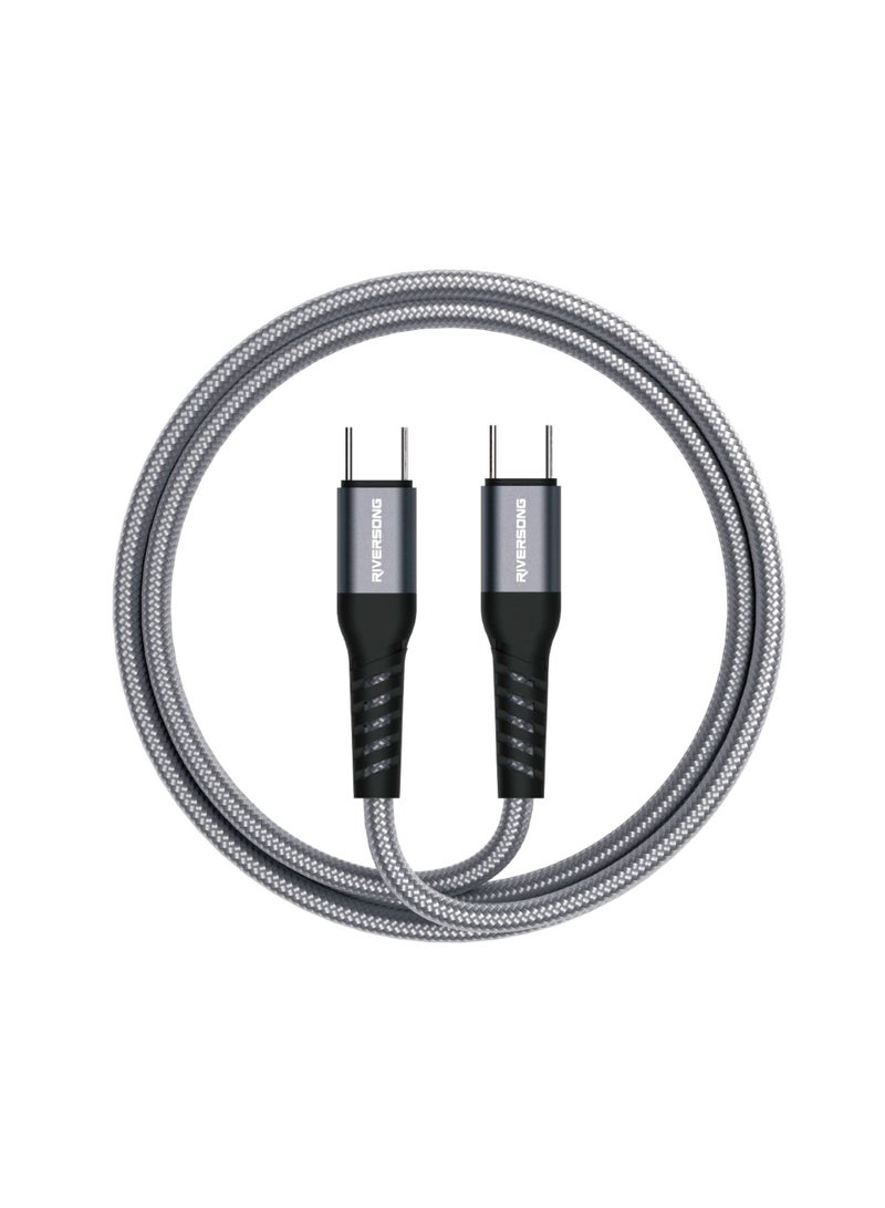 ريفرسونج كابل شحن سريع Hercules C6 USB-C إلى USB-C 100 واط PD، نقل بيانات 480 ميجابت في الثانية، سلك مضفر، سلك شاحن متين من النوع C لأجهزة الكمبيوتر المحمولة والأجهزة اللوحية والهواتف الذكية، 120 سم - Image 1