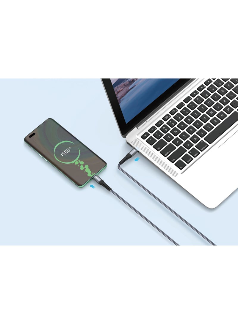 ريفرسونج كابل شحن سريع Hercules C6 USB-C إلى USB-C 100 واط PD، نقل بيانات 480 ميجابت في الثانية، سلك مضفر، سلك شاحن متين من النوع C لأجهزة الكمبيوتر المحمولة والأجهزة اللوحية والهواتف الذكية، 120 سم - Image 2