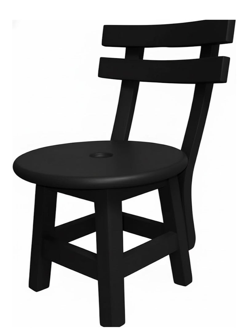 A small wooden chair with a backrest suitable for the and children Durable and made of natural wood the seat height is 30 cm- black color