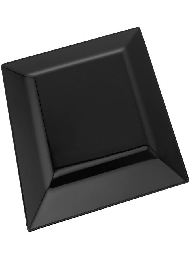 SEHOI 120 PCS 6.5 Inch Black Square Plastic Plates, Disposable Square Dinner Plates with Gold Rim, Small Disposable Salad Dessert Cake Plates for Wedding/Party, Catering, Housewarming - Image 4