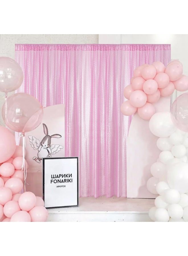 Sugargirl Matte Pink Sequin Backdrop Curtain 2 Panels 2FTx8FT Glitter Pink Background Drapes Sparkle Photography Backdrop for Party Wedding Birthday Wall Decoration - Image 2