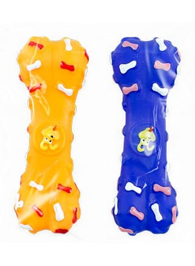 Squeaky Interactive Colorful Squeaky Bone Print Non Toxic Sound Bone Shape Pet Toys With Whistle For Dogs, Puppies And Cats - (Color May Vary Pack Of 1) - Image 3