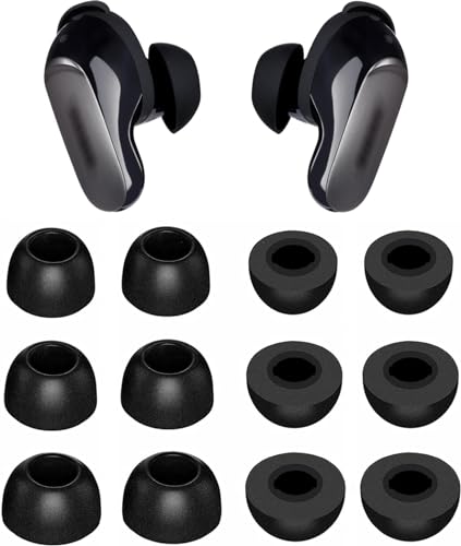 ALXCD Foam Eartips Compatible with Bose QuietComfort Ultra Earbuds, 6 Pairs S M L Sizes Soft Memory Foam Ear Tips, Compatible with Bose QC Ultra Earbuds 2023, Black sml - Image 5