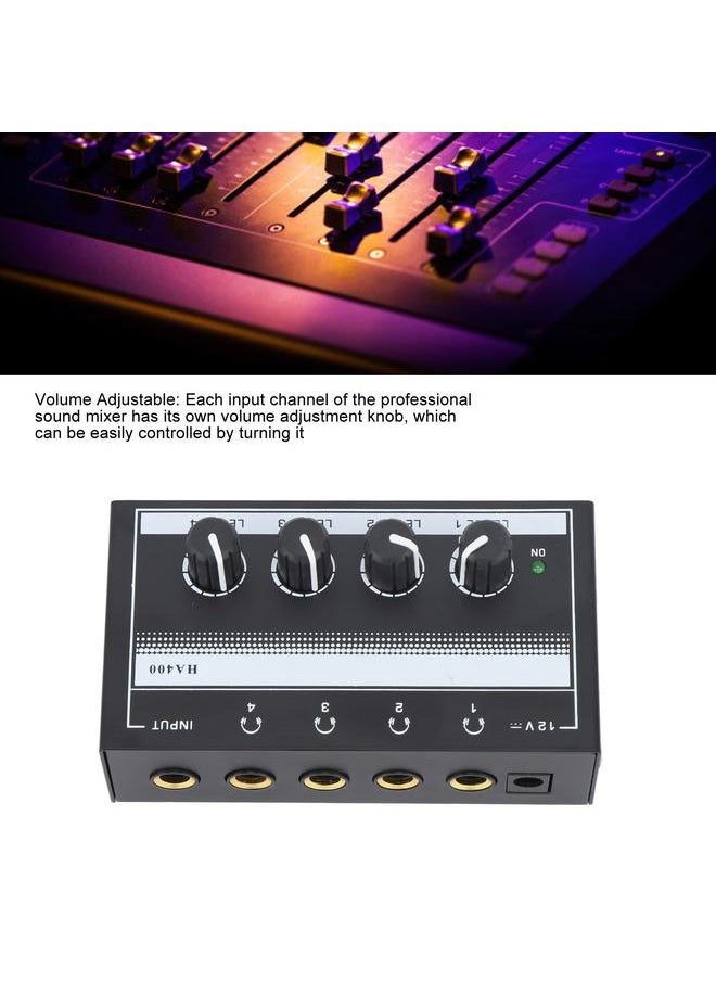 Thoraya 4 Channel Sound Mixer HA400A Ultra Low Noise Professional Monitor Earphone Sound Mixer for Bar Party  - Image 1