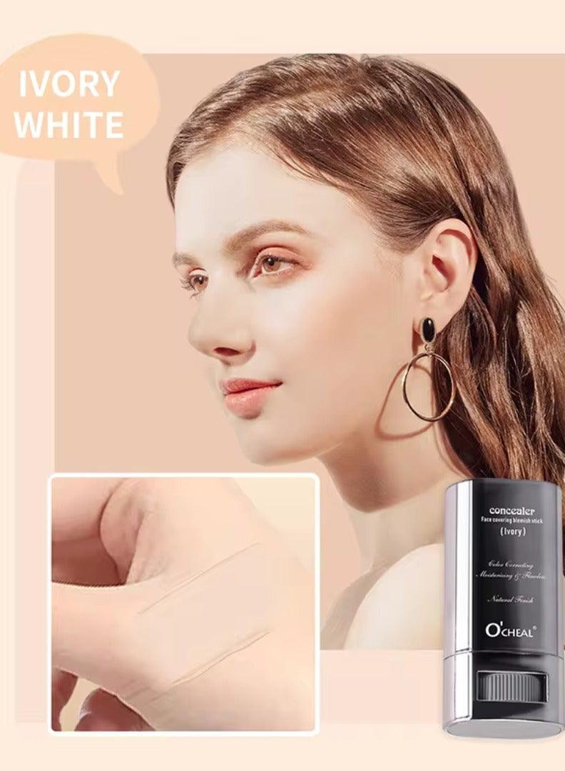 OCHEAL Concealer Face Covering Blemish Stick Natural Medium Coverage Concealer Durable Long lasting Moisturizing Lightweight Non Greasy Face Covering Blemish Concealer Ivory 30g - Image 2