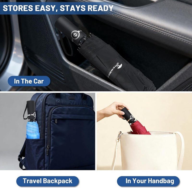 SY COMPACT Travel Umbrella - Windproof Automatic Compact Umbrella, Lightweight Waterproof Design for Backpack, Car & Purse - Image 5