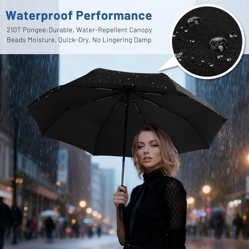 SY COMPACT Travel Umbrella - Windproof Automatic Compact Umbrella, Lightweight Waterproof Design for Backpack, Car & Purse - Image 2