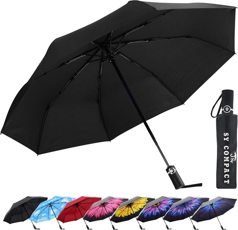 SY COMPACT Travel Umbrella - Windproof Automatic Compact Umbrella, Lightweight Waterproof Design for Backpack, Car & Purse - Image 1