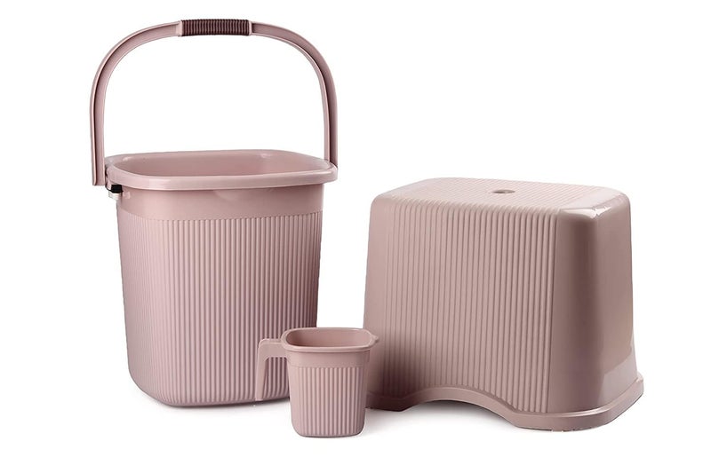 Nayasa Rimmy Strong Plastic Bucket, Mug and Stool Set (3pc Set)| Bathroom Set | (Light Brown, 18 Liter bucket, 1.5ltr Mug, a Stool) - Image 5