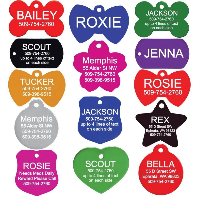 GoTags Dog Tags, Personalized Engraved Dog and Cat ID Tags for Pets, Custom Engraved on Both Sides, Various Shapes Including Bone, Round, Heart, Bow Tie, Star, and Badge (Large - Pack of 1) - Image 1