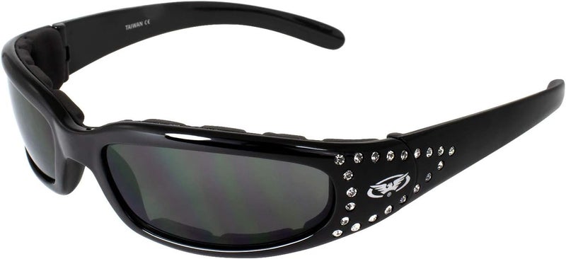 Global Vision Eyewear Marilyn 3 Womens Motorcycle Sunglasses with EVA Foam Padding Bling - Image 1