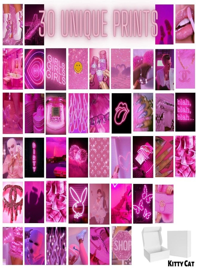 Kitty Cat Hot Pink Decor Aesthetic Wall Collage Kit || 30 Unique Poster Set + Free Tape | 4x6in Each | Posters: Dorm, Bedroom Decor | Hostel Essential | Aesthetic Room Decor (30) - Image 3