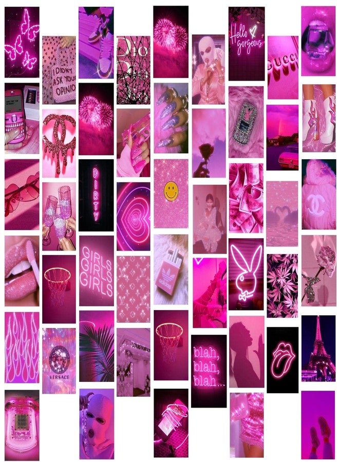 Kitty Cat Hot Pink Decor Aesthetic Wall Collage Kit || 30 Unique Poster Set + Free Tape | 4x6in Each | Posters: Dorm, Bedroom Decor | Hostel Essential | Aesthetic Room Decor (30) - Image 1
