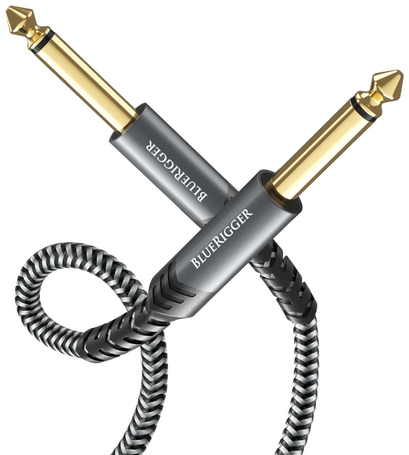 BlueRigger 6.35mm Instrument Cable 15FT - (Male TS Cable ¼ Inch Cable to 6.35 mm Speaker Cable, ¼” Amp Cord, Stereo Audio Interconnect Cable) - Compatible with Speaker, Guitar, Amplifier, Keyboard - Image 1