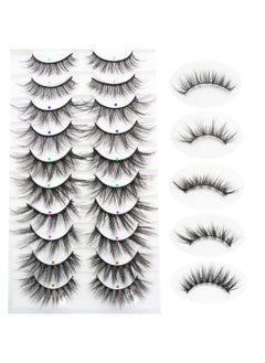 DAODER False Eyelashes Faux Mink Lashes Fluffy Wispy Lashes Natural Look Short Long Eyelashes Mixed 10 Pairs Soft Light Reusable Fake Eyelashes Pack (Fluffy Lashes Mixed)  - Image 1
