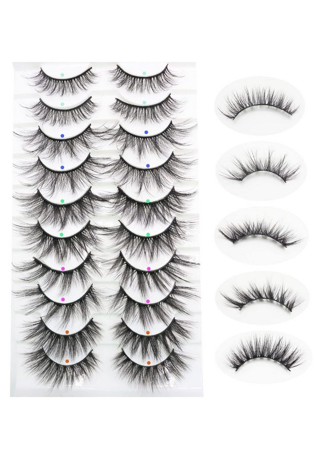 DAODER False Eyelashes Faux Mink Lashes Fluffy Wispy Lashes Natural Look Short Long Eyelashes Mixed 10 Pairs Soft Light Reusable Fake Eyelashes Pack (Fluffy Lashes Mixed)  - Image 1