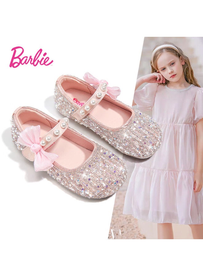 Barbie Girls' Spring And Autumn Crystal Shoes, Shiny Fashion Leather Stage Shoes Da6726 Pink Size 32 - Image 1