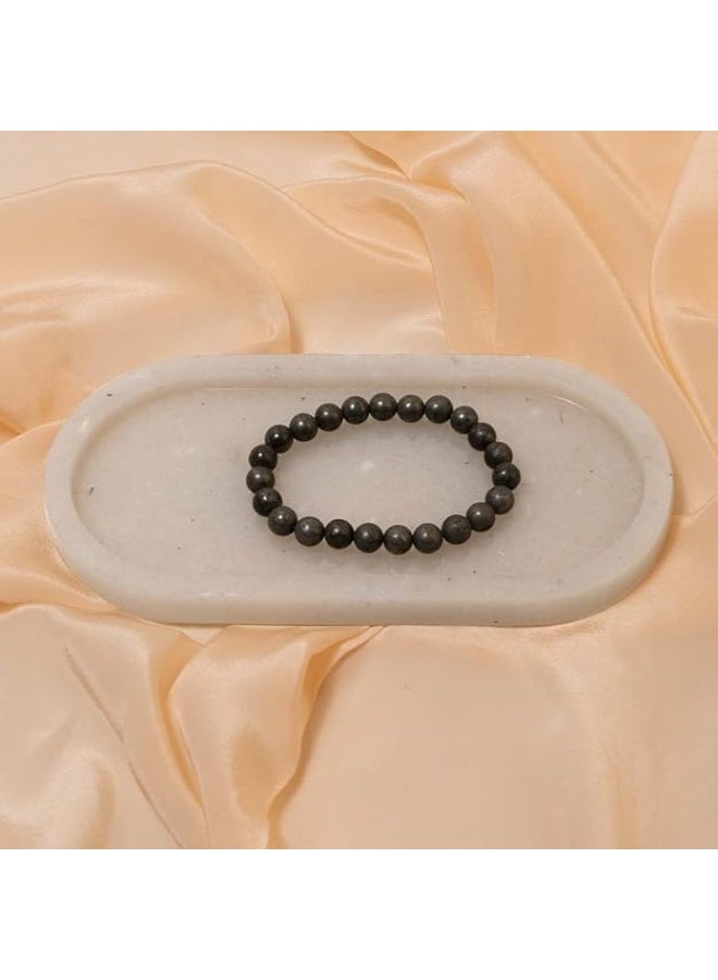 Studd Muffyn Unisex Adult | Pyrite Bracelet With Selenite Recharging Plate - Image 2