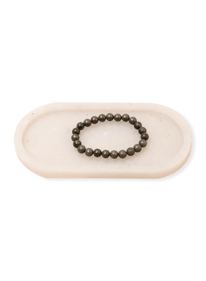 Studd Muffyn Unisex Adult | Pyrite Bracelet With Selenite Recharging Plate - Image 1