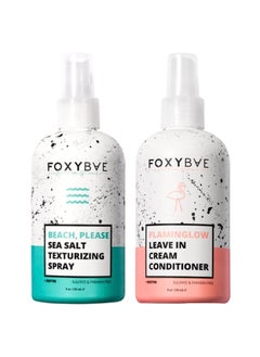 FoxyBae FoxyBae Sea Salt Hair Spray for Men  Women Leave In Conditioner Spray  Flaminglow Biotin Leave In Conditioner Cream for Healthy Hair Growth 8 Oz 
