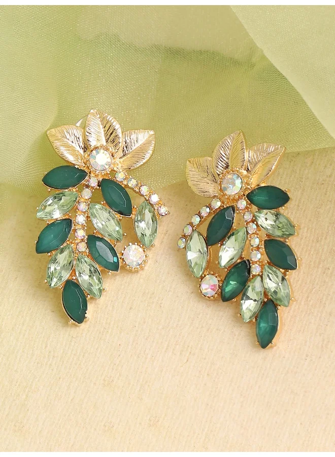 سوهي قرط متدلي من الحجر مصمم للحفلات مطلي بالذهب